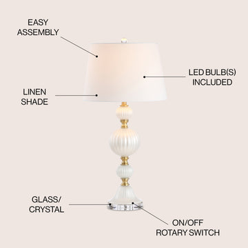Maddie 30" Glass/Crystal LED Table Lamp - JONATHAN Y